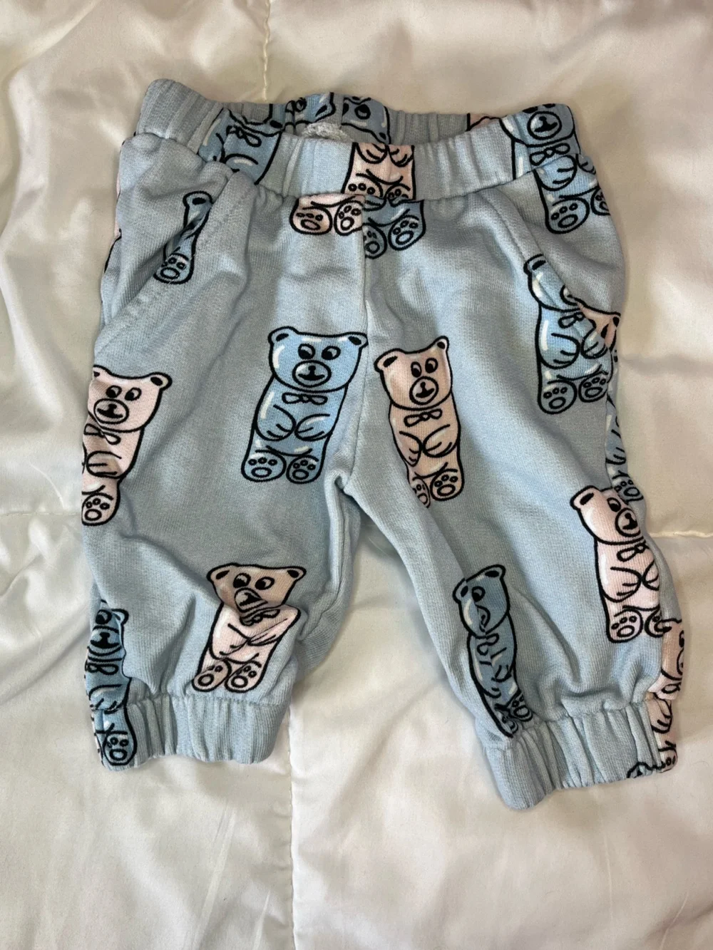 HUGO Light Blue Bear Print Pajama Bottoms with Pink and Blue Bears
